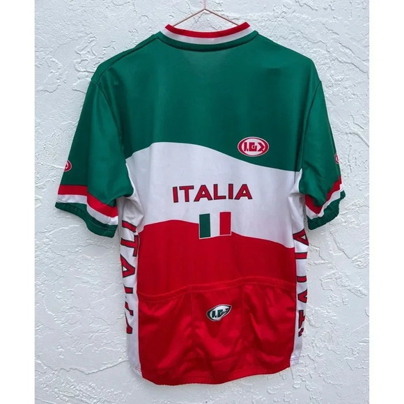 Mens Italia Flag Short Sleeve Full Zip Cycling Jersey Biking Top Tricolor Sz M/L - Picture 2 of 9